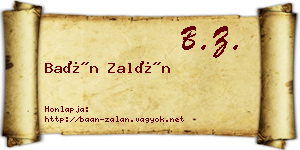Baán Zalán névjegykártya